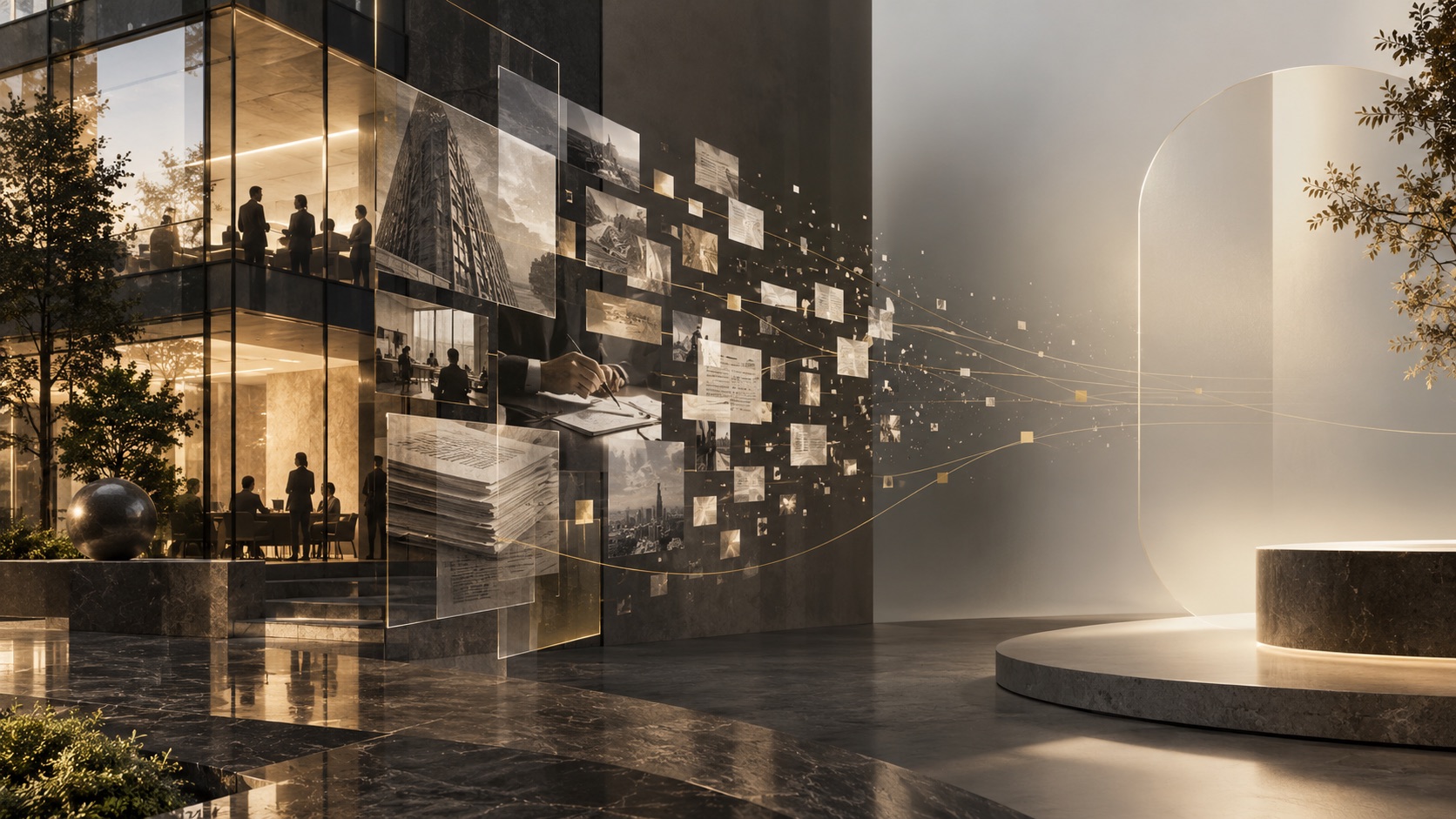 A physical business and its evidence signals fading before reaching an abstract conversational answer surface